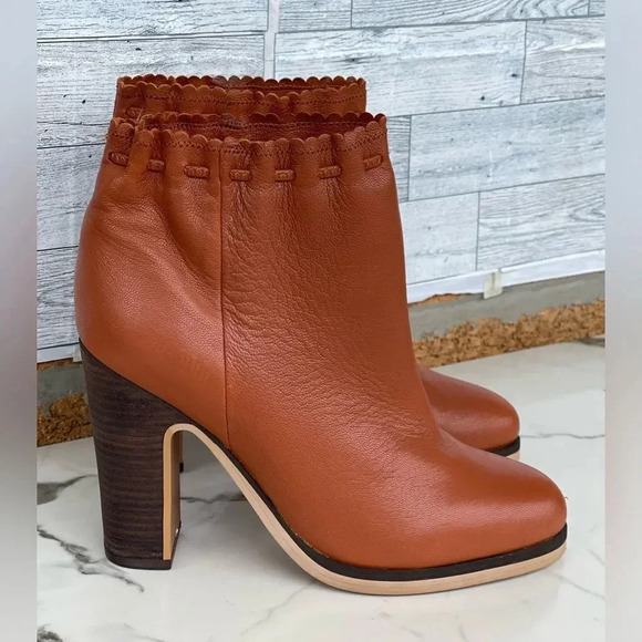 See By Chloe chestnut Leather Ankle Length Boots Size 40/9.5 - Picture 1 of 13